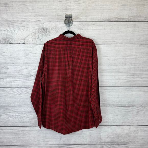 Izod Men's Red & Black Plaid Long Sleeve Button Up Shirt Size XXL - Picture 7 of 7